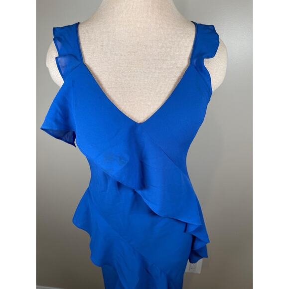 Amanda Uprichard Cantara Cobalt Blue Ruffle Maxi Dress Size Medium - Picture 4 of 10